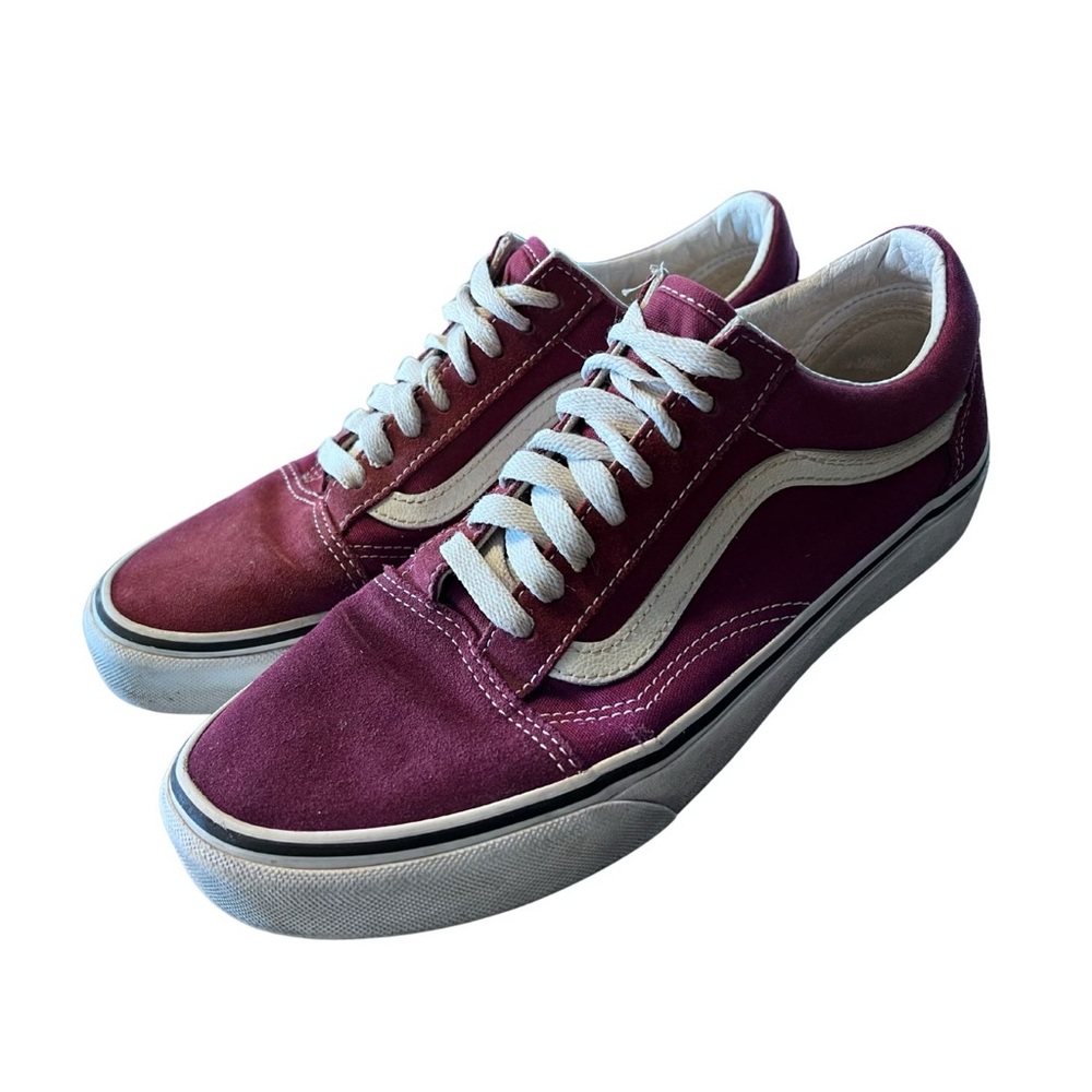 Vans Maroon and White Sneakers